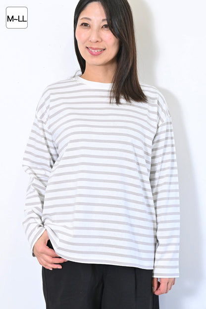≪SALE≫Wide Striped Long Tee