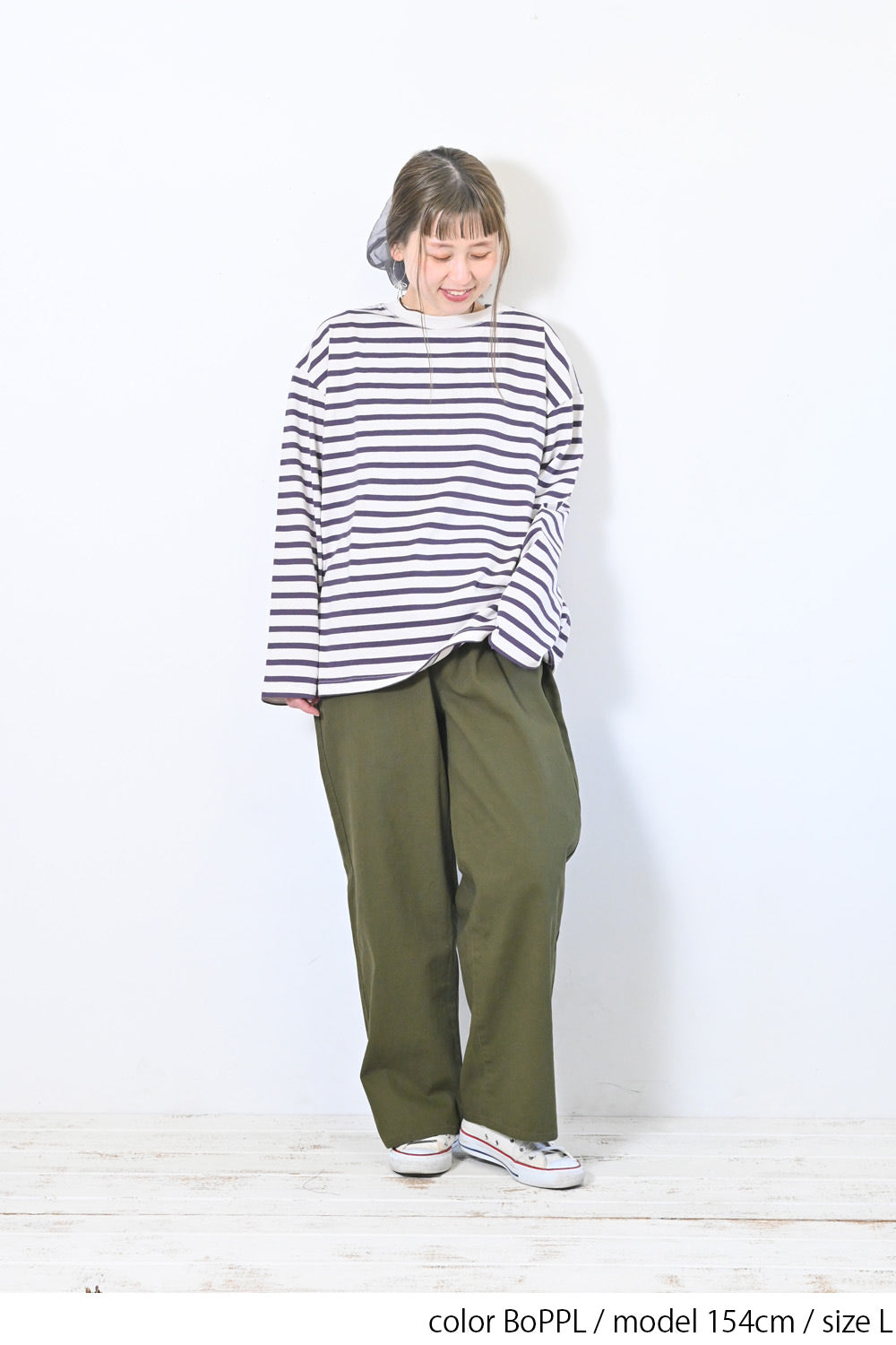 ≪SALE≫Wide Striped Long Tee