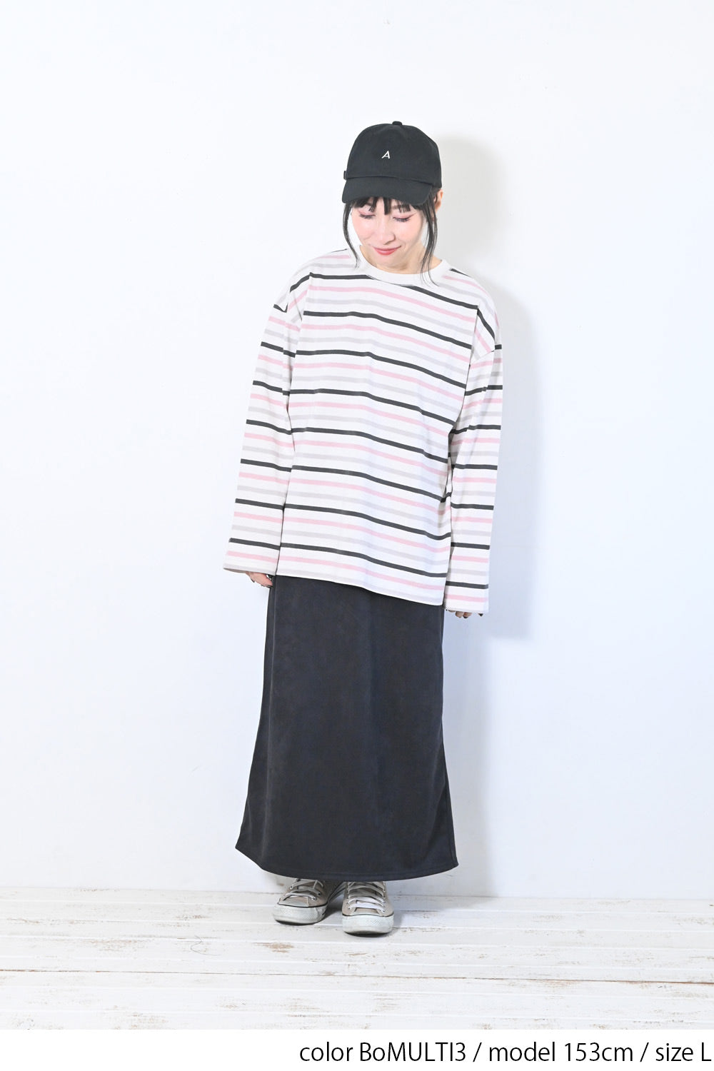 ≪SALE≫Wide Striped Long Tee