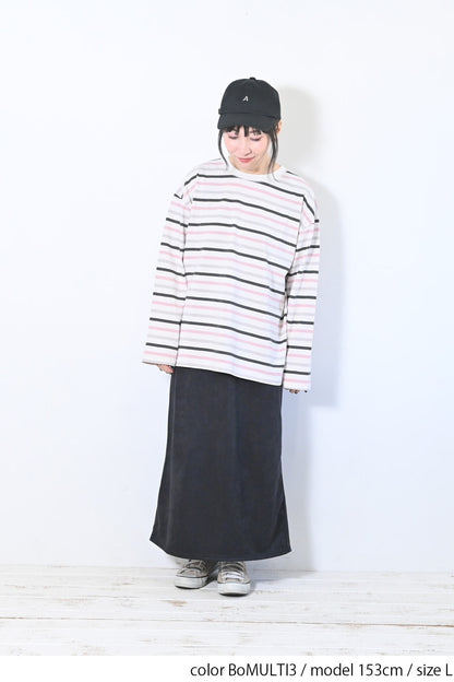 ≪SALE≫Wide Striped Long Tee