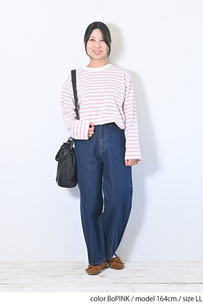 ≪SALE≫Wide Striped Long Tee