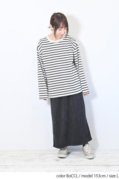 ≪SALE≫Wide Striped Long Tee