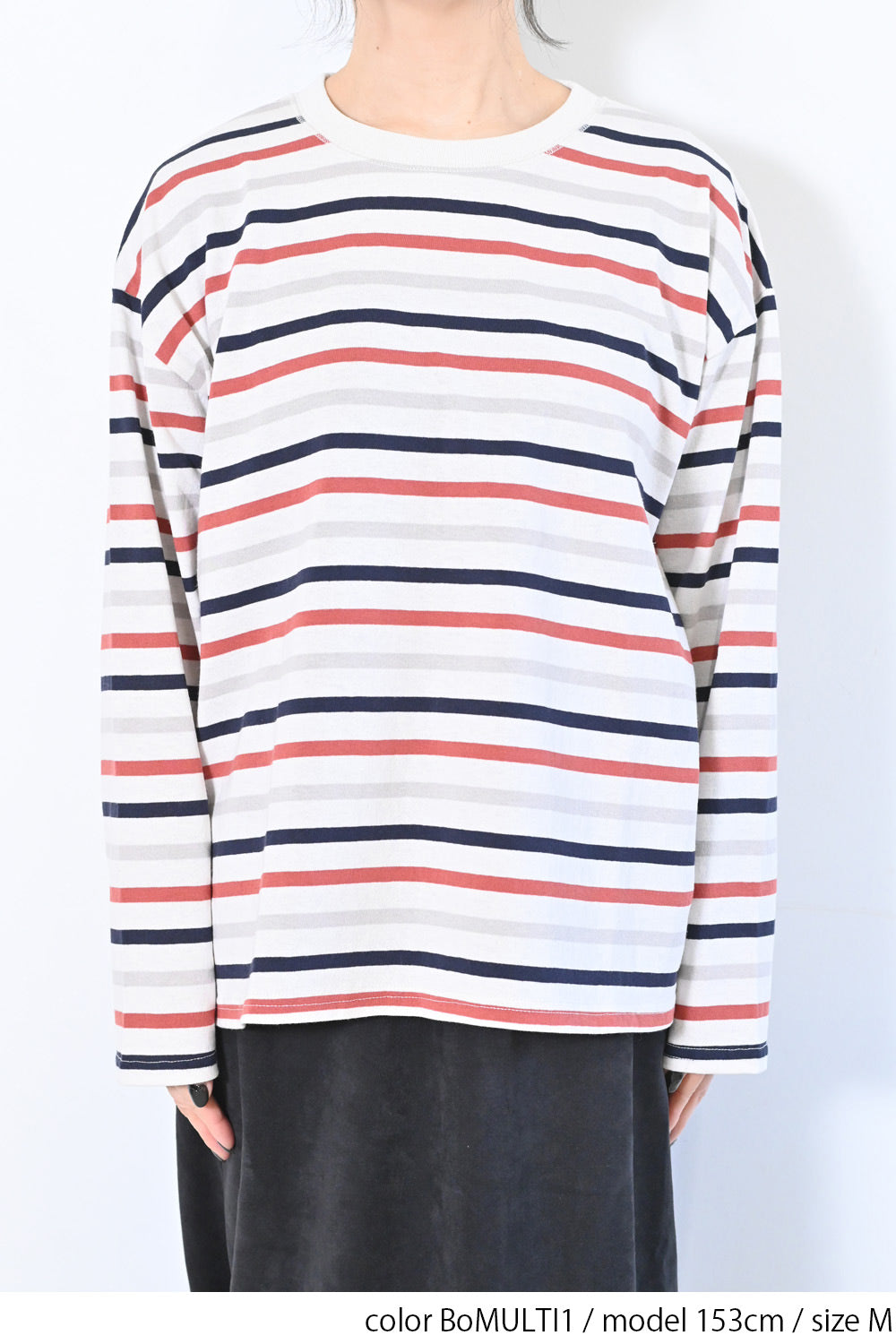 ≪SALE≫Wide Striped Long Tee
