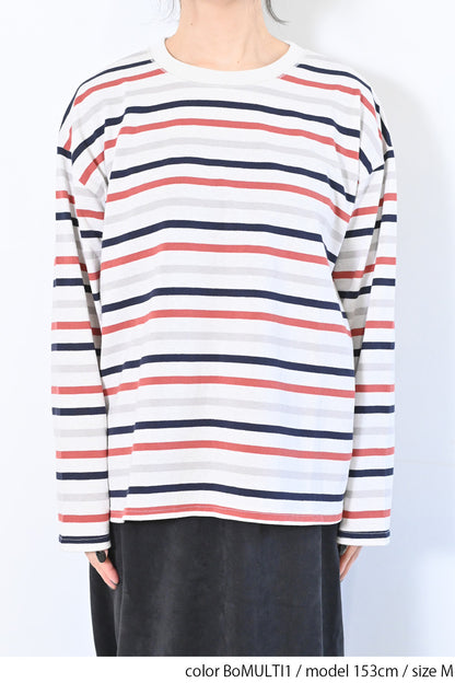 ≪SALE≫Wide Striped Long Tee