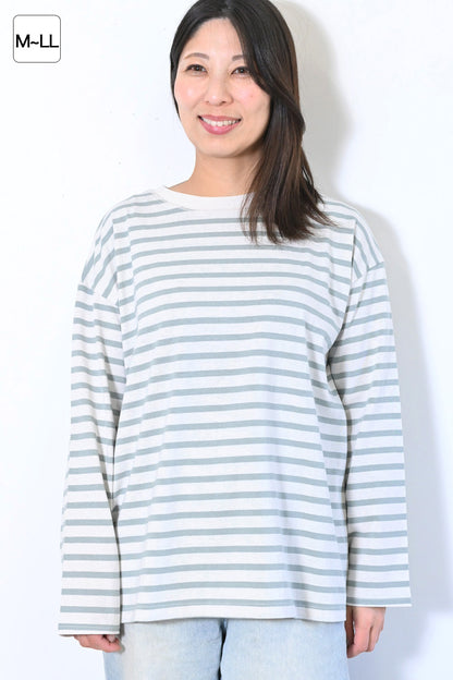 ≪SALE≫Wide Striped Long Tee