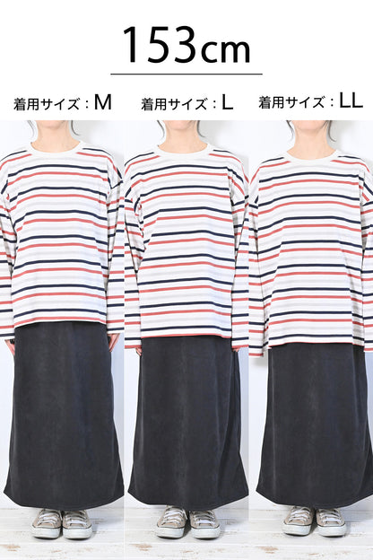 ≪SALE≫Wide Striped Long Tee