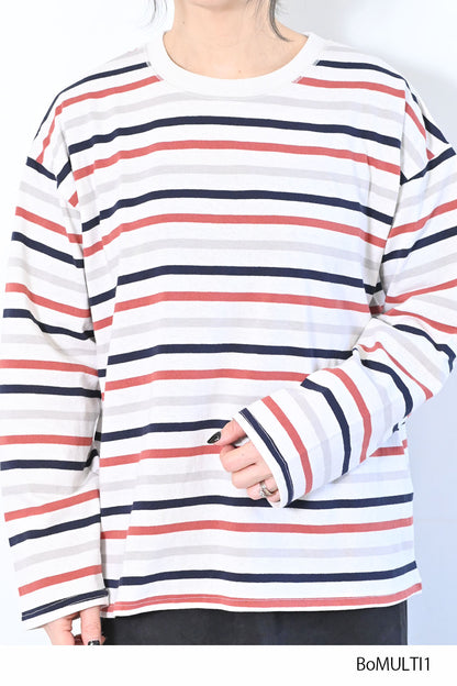 ≪SALE≫Wide Striped Long Tee