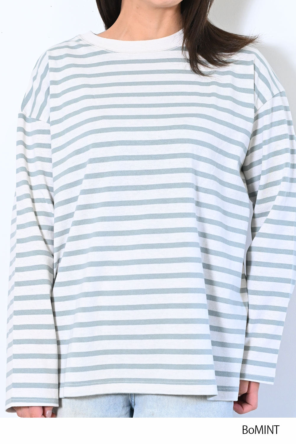 ≪SALE≫Wide Striped Long Tee