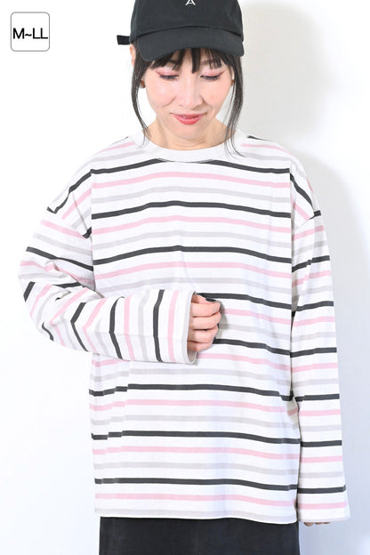 ≪SALE≫Wide Striped Long Tee
