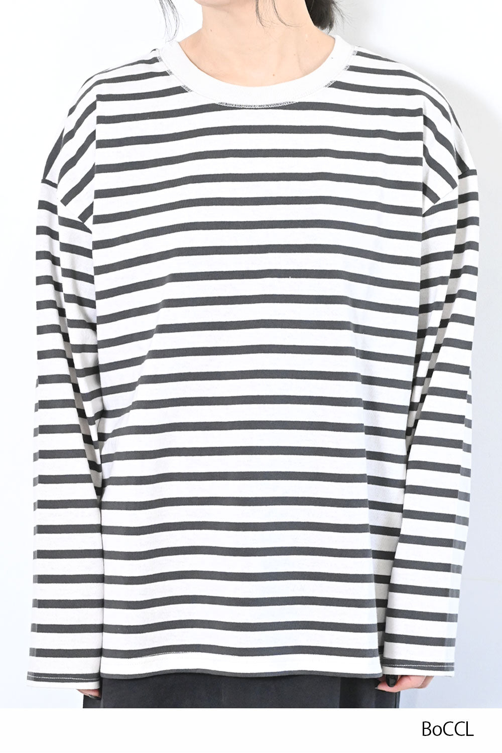 ≪SALE≫Wide Striped Long Tee