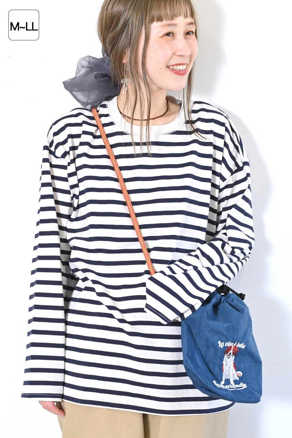 ≪SALE≫Wide Striped Long Tee