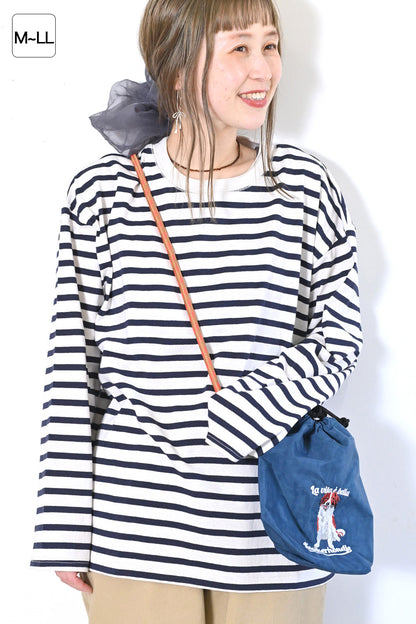 ≪SALE≫Wide Striped Long Tee