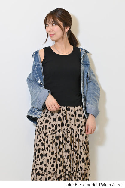 Cotton Ribbed Solid Tank ②