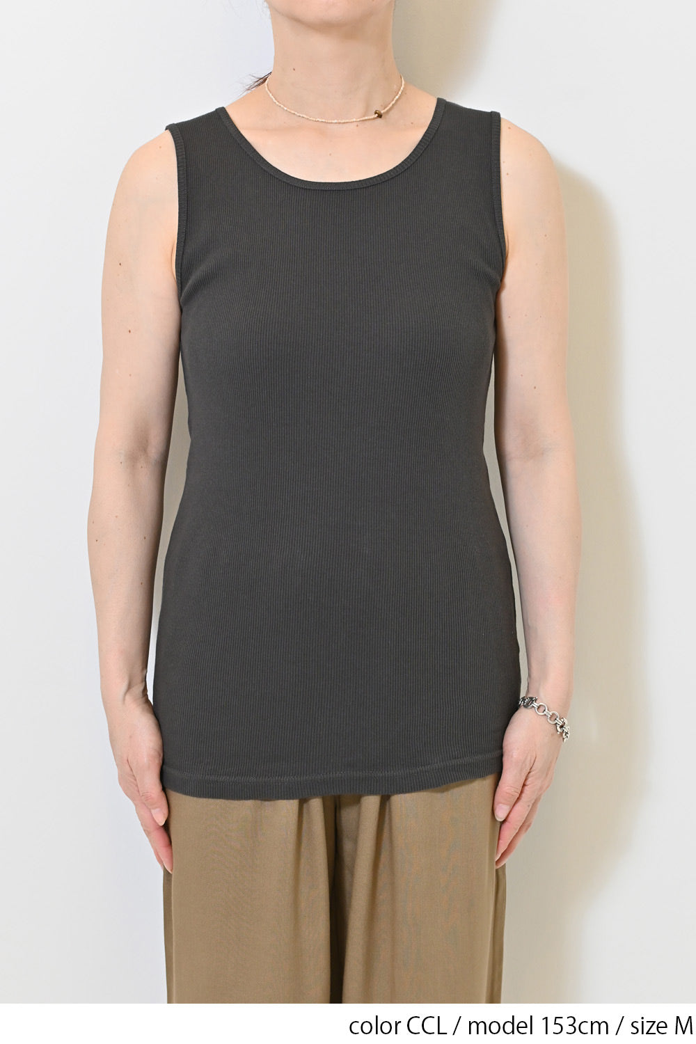 Cotton Ribbed Solid Tank ②
