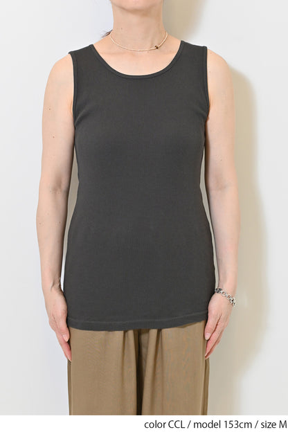 Cotton Ribbed Solid Tank ②