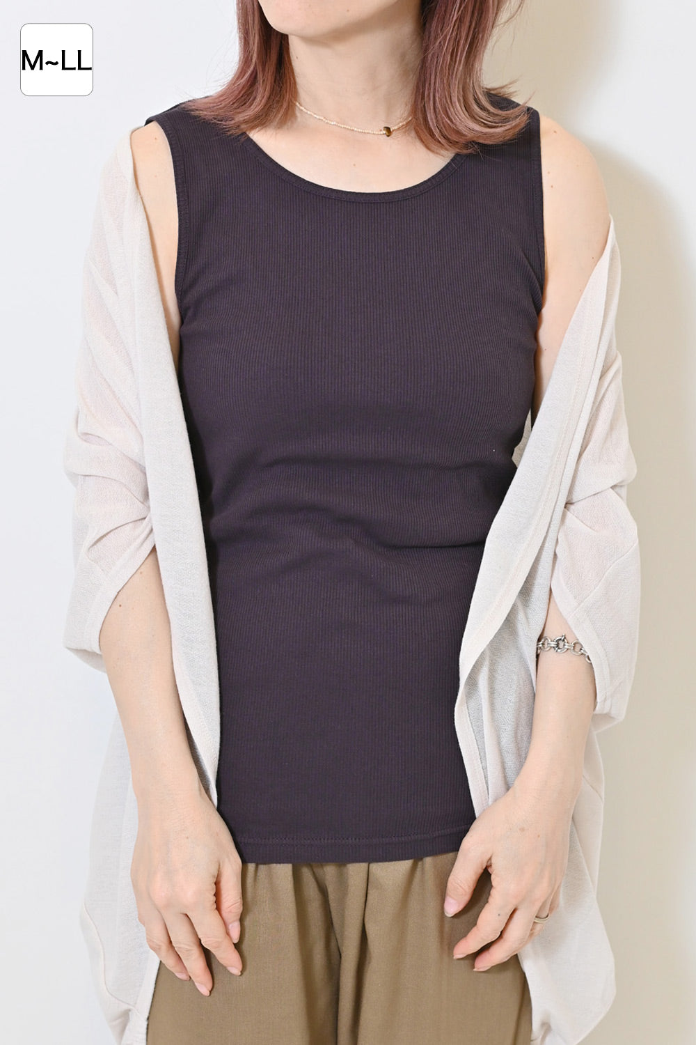 Cotton Ribbed Solid Tank ②