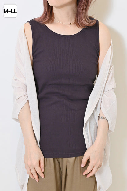 Cotton Ribbed Solid Tank ②