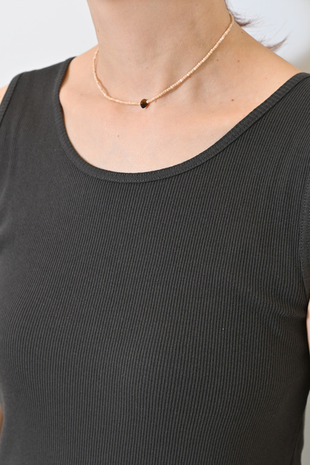 Cotton Ribbed Solid Tank ②