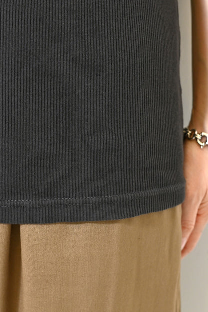 Cotton Ribbed Solid Tank ②