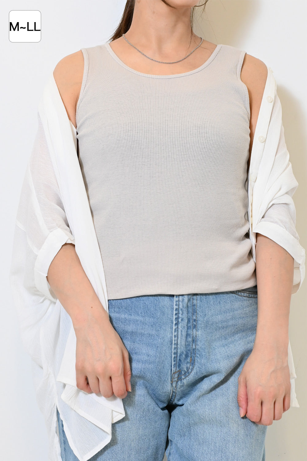 Cotton Ribbed Solid Tank ②