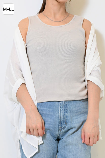 Cotton Ribbed Solid Tank ②