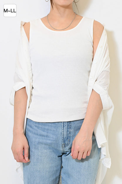 Cotton Ribbed Solid Tank ②