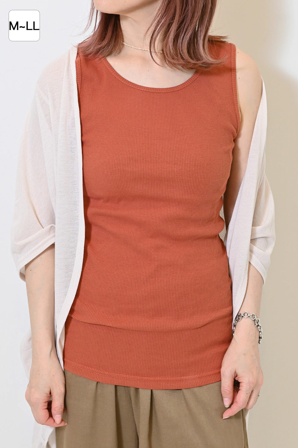 Cotton Ribbed Solid Tank ②