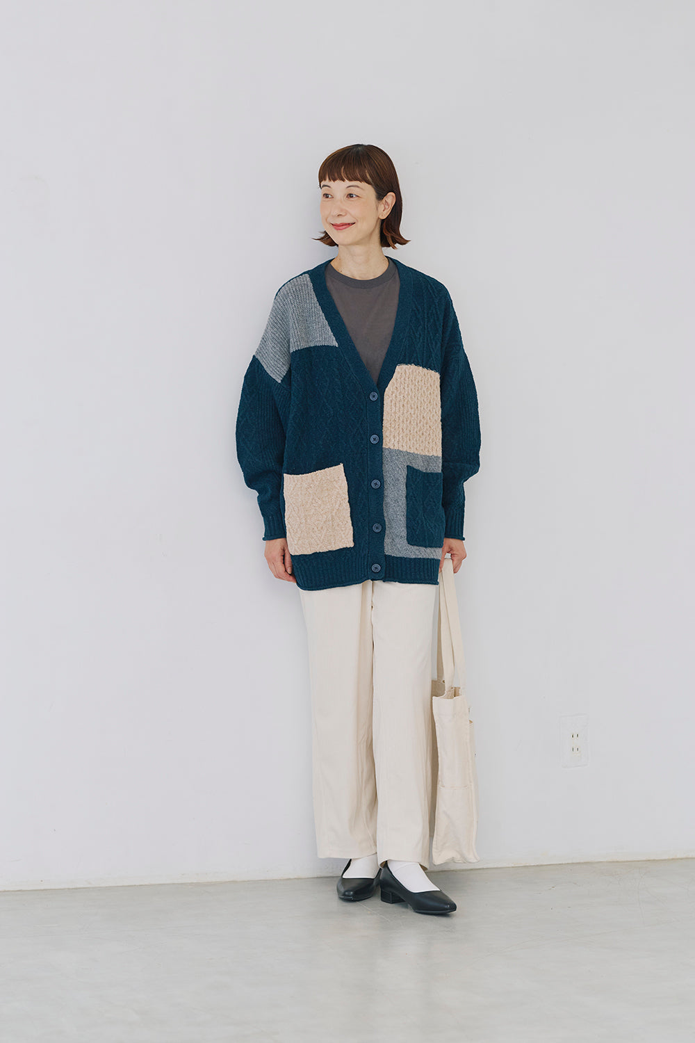 KAPITAL KOUNTRY リネン 市松 パッチワーク カーディガン KAPITAL