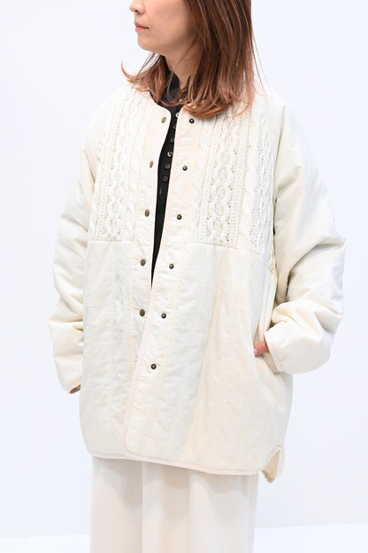 ≪SALE≫Knit & Quilted Collarless Outerwear
