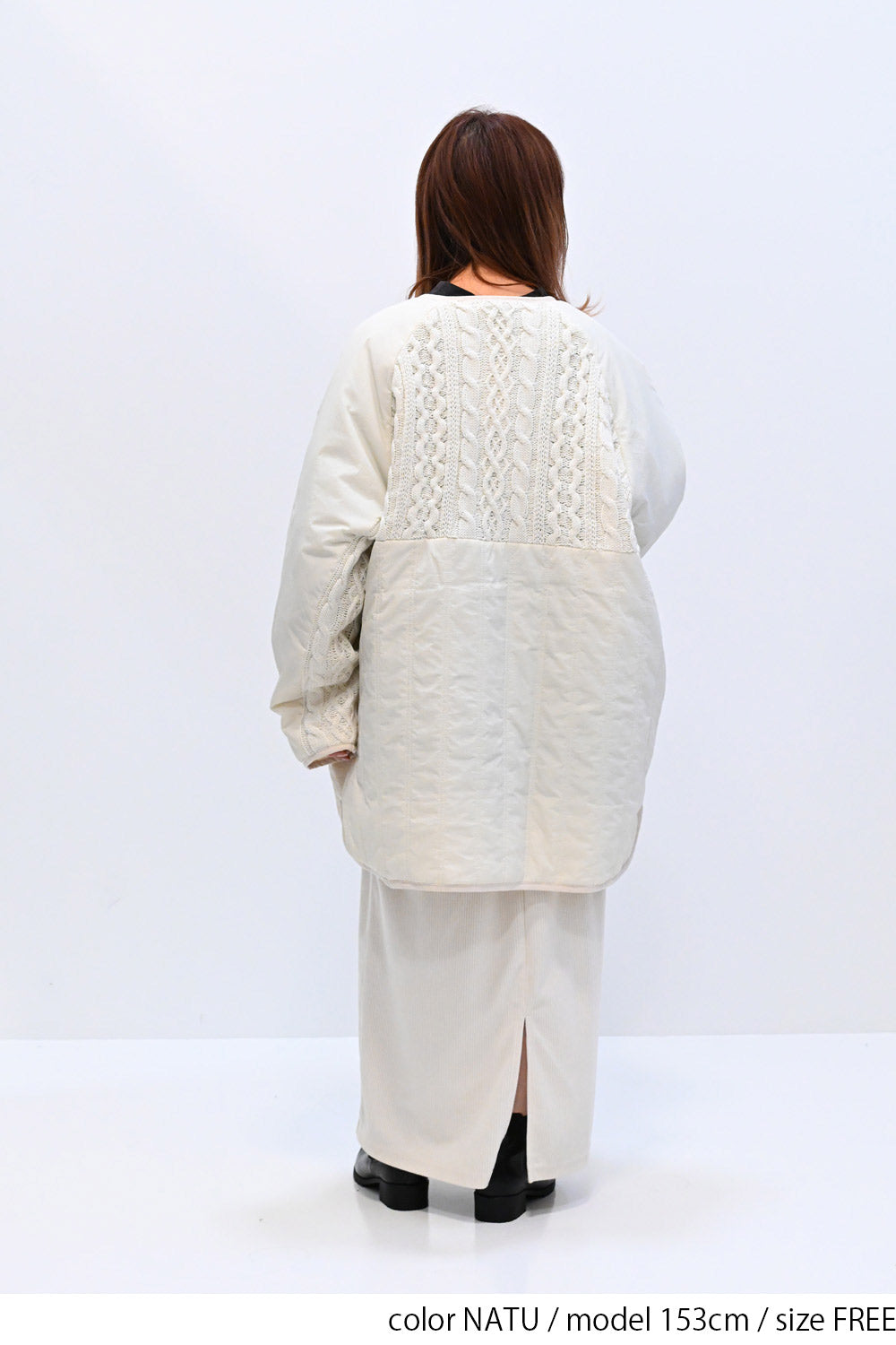 ≪SALE≫Knit & Quilted Collarless Outerwear