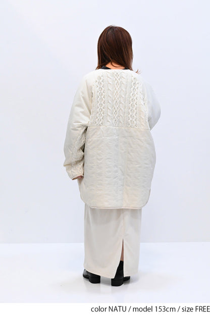 ≪SALE≫Knit & Quilted Collarless Outerwear