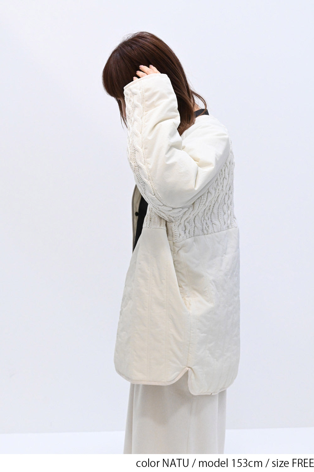 ≪SALE≫Knit & Quilted Collarless Outerwear