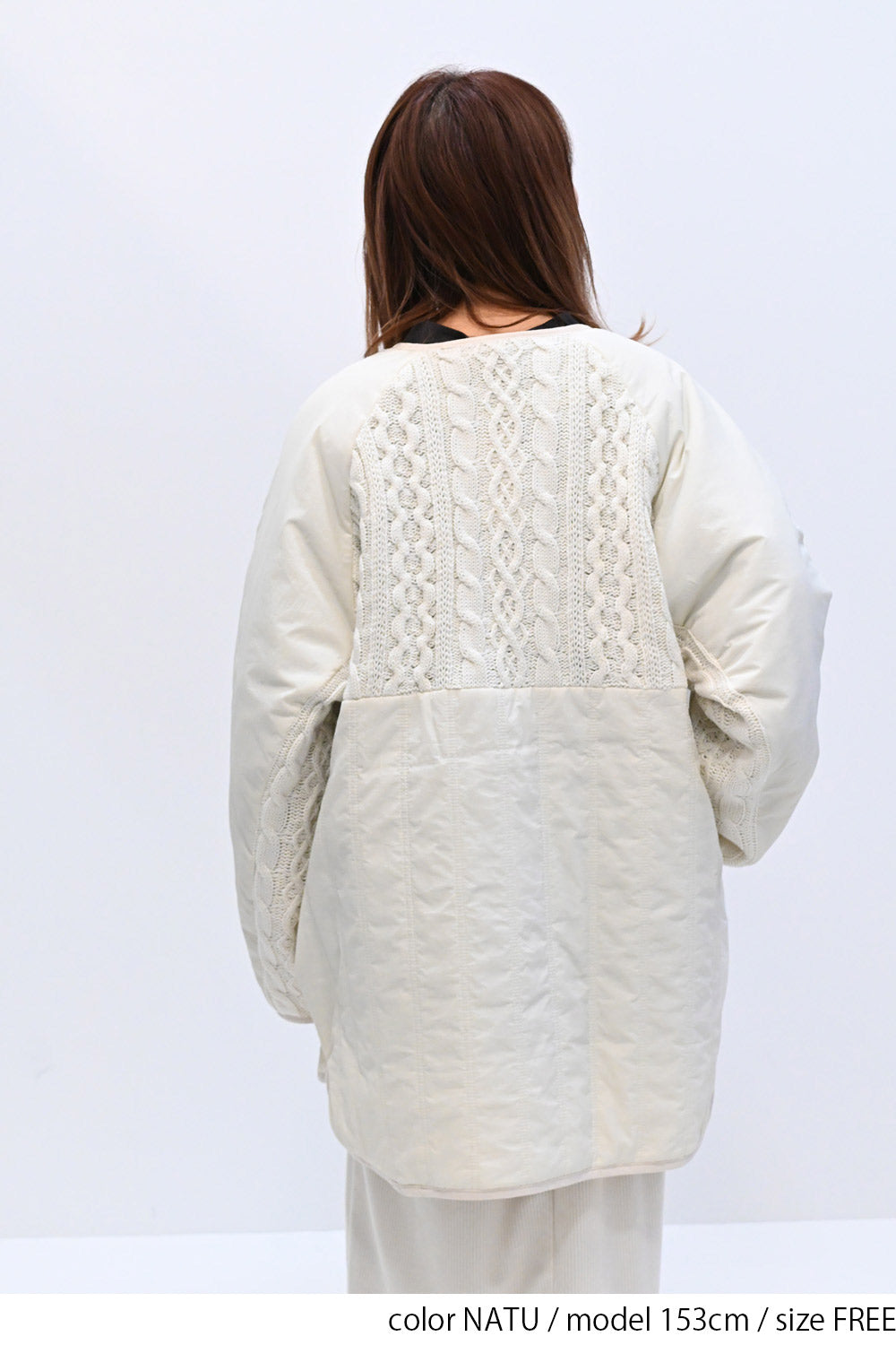 ≪SALE≫Knit & Quilted Collarless Outerwear