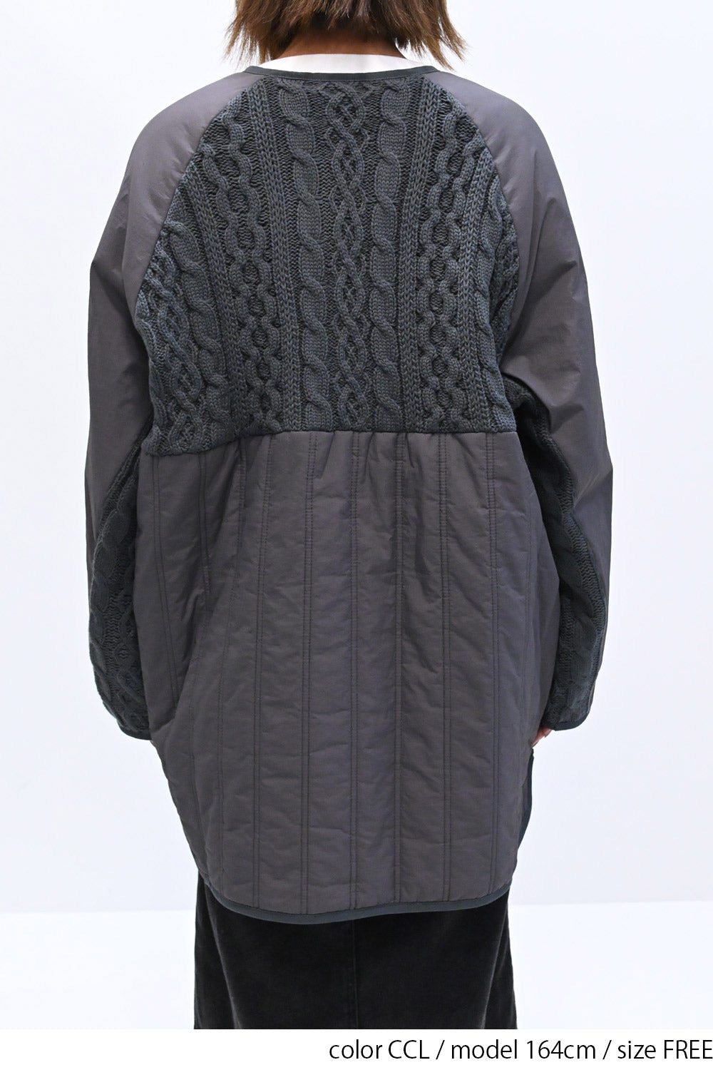 ≪SALE≫Knit & Quilted Collarless Outerwear