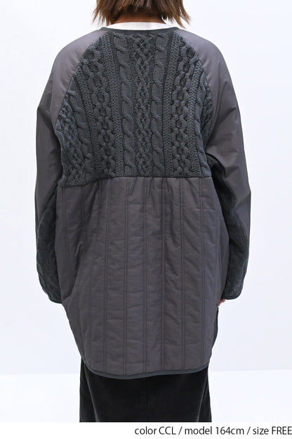 ≪SALE≫Knit & Quilted Collarless Outerwear