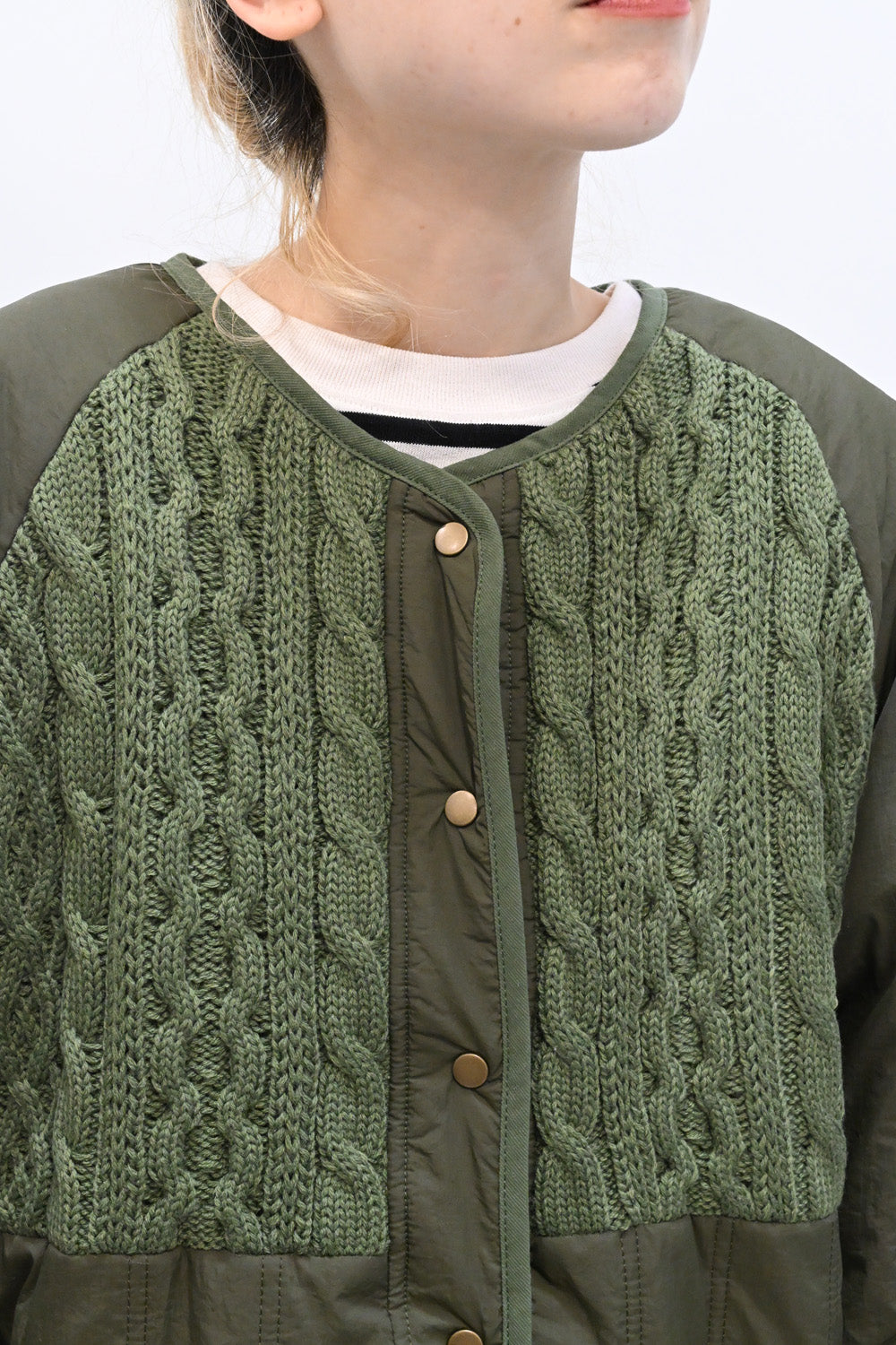 ≪SALE≫Knit & Quilted Collarless Outerwear