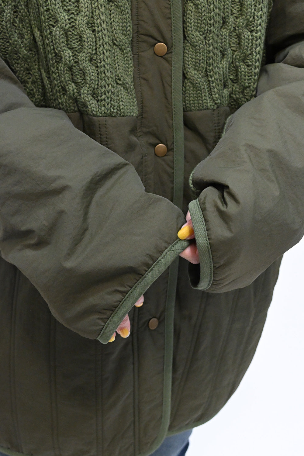 ≪SALE≫Knit & Quilted Collarless Outerwear