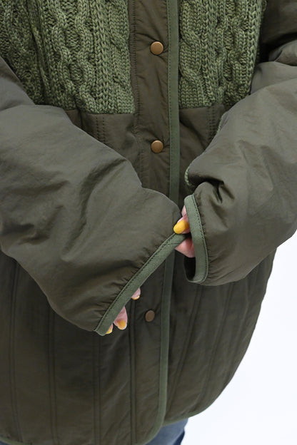 ≪SALE≫Knit & Quilted Collarless Outerwear