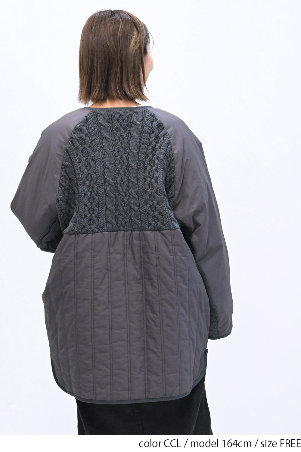 ≪SALE≫Knit & Quilted Collarless Outerwear