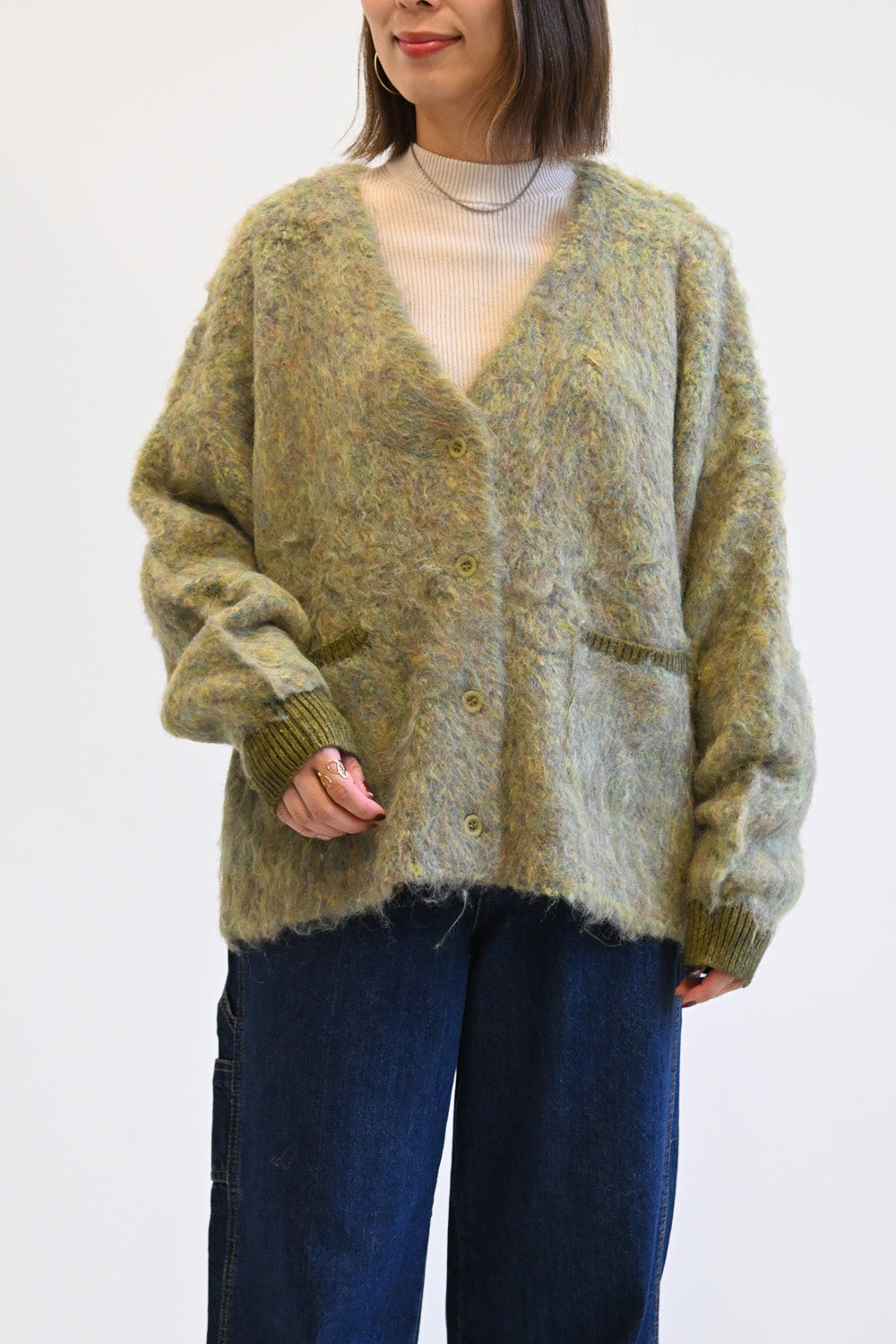 ブークレニットVネックカーディガン – HEART MARKET