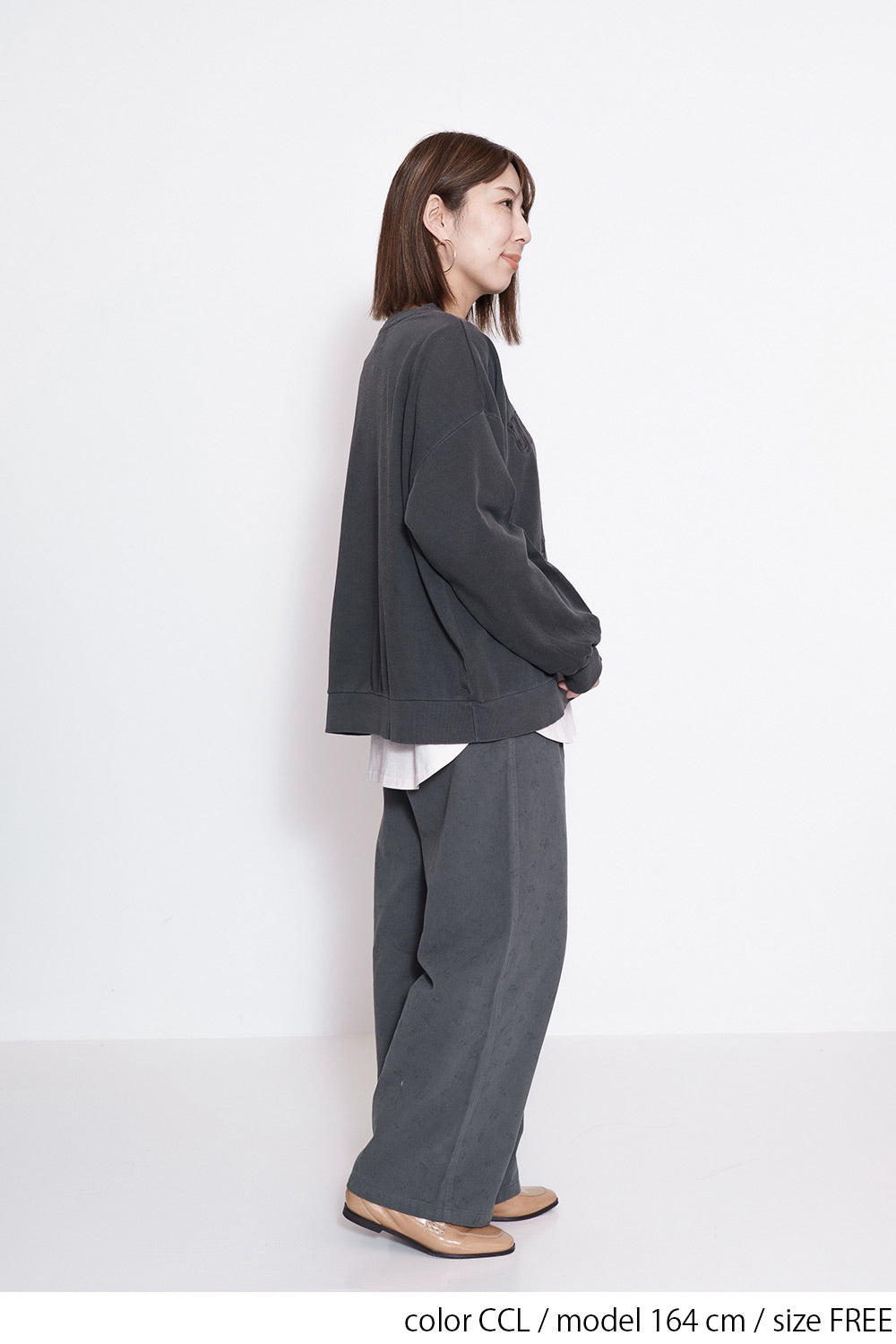 ≪SALE≫College Embroidery Pigment Brushed Fleece Sweatshirt