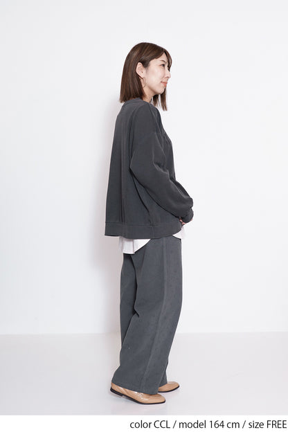 ≪SALE≫College Embroidery Pigment Brushed Fleece Sweatshirt