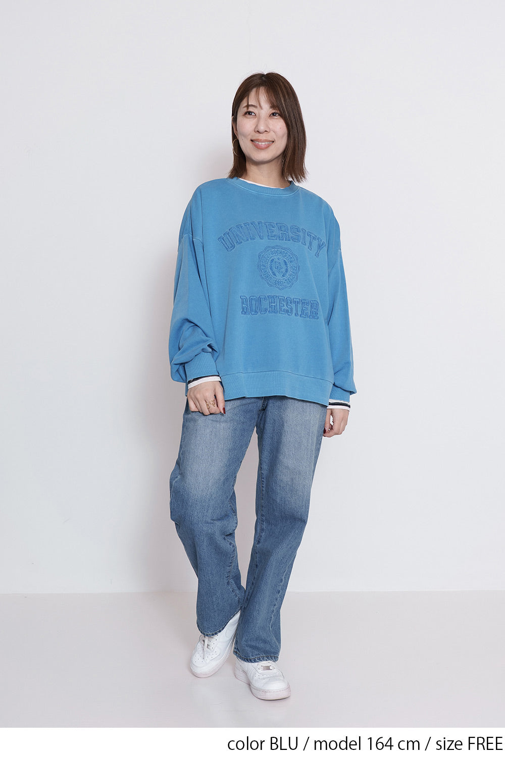 ≪SALE≫College Embroidery Pigment Brushed Fleece Sweatshirt