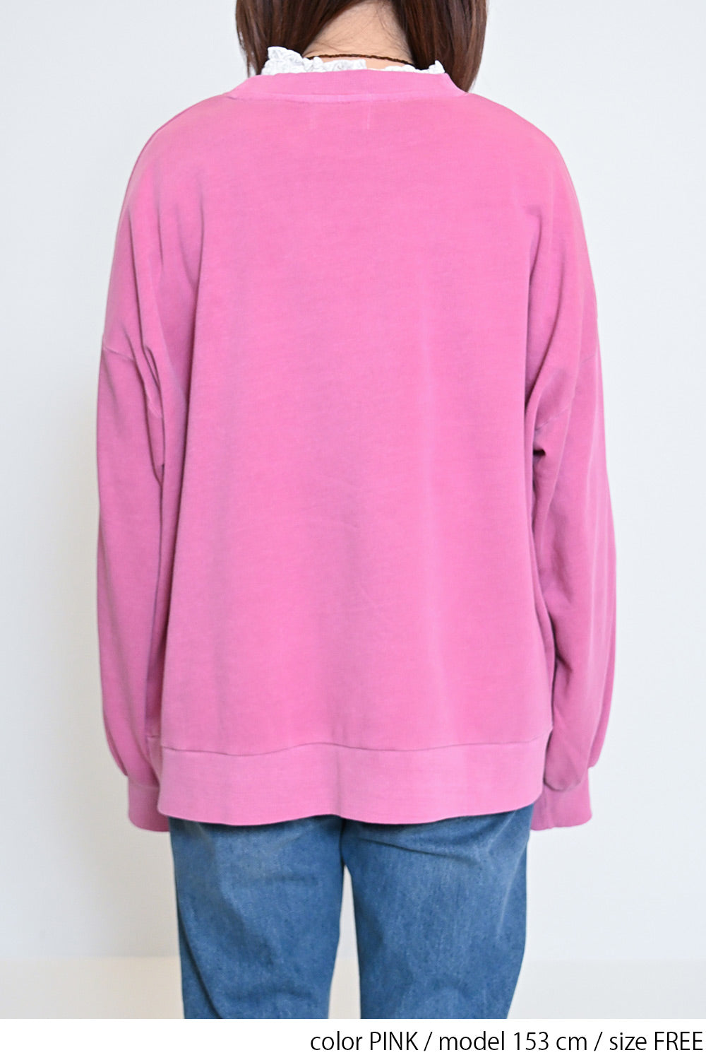 ≪SALE≫College Embroidery Pigment Brushed Fleece Sweatshirt