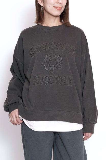 ≪SALE≫College Embroidery Pigment Brushed Fleece Sweatshirt