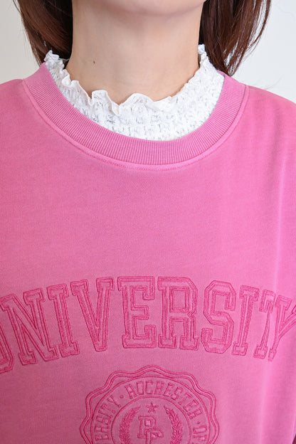 ≪SALE≫College Embroidery Pigment Brushed Fleece Sweatshirt