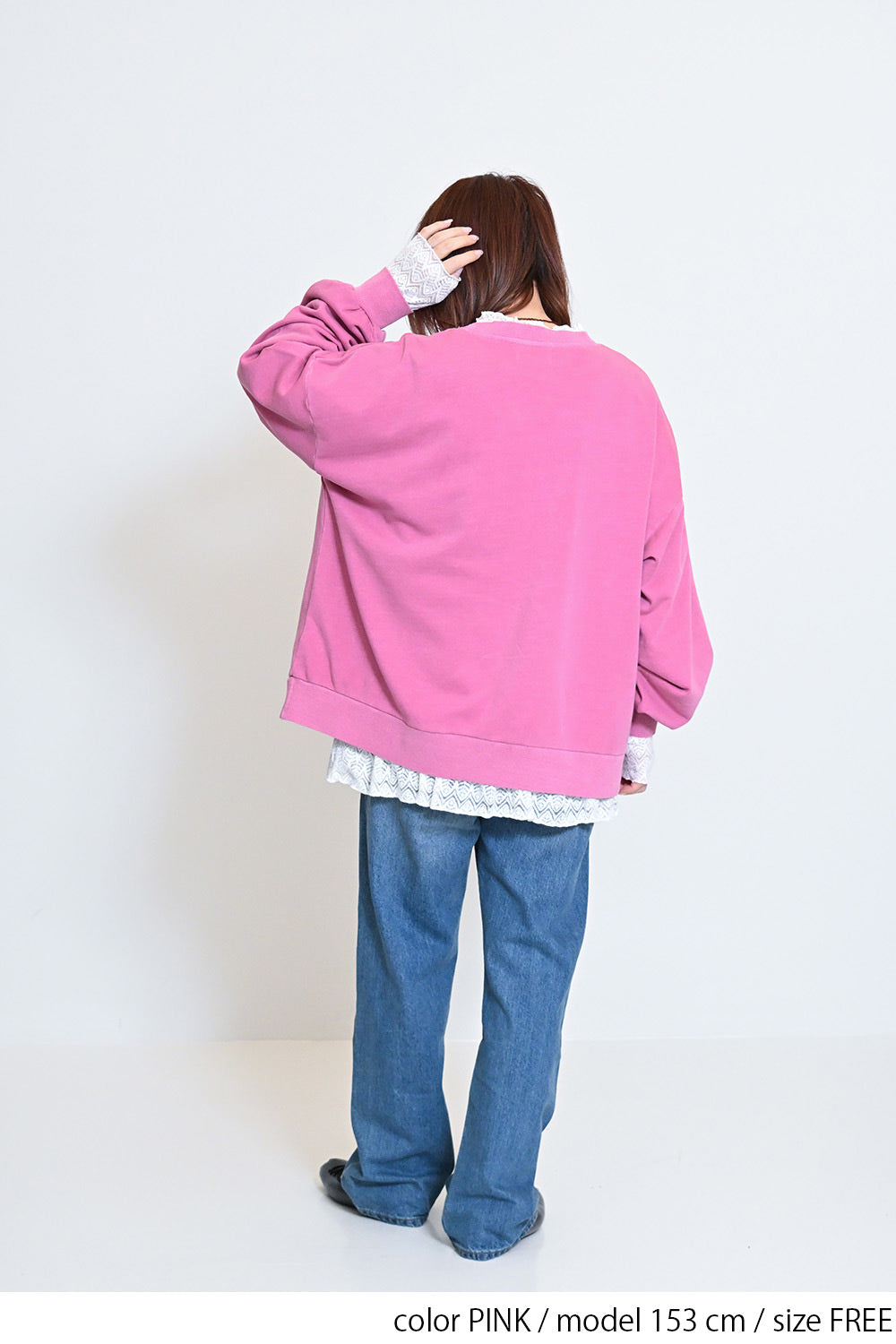 ≪SALE≫College Embroidery Pigment Brushed Fleece Sweatshirt