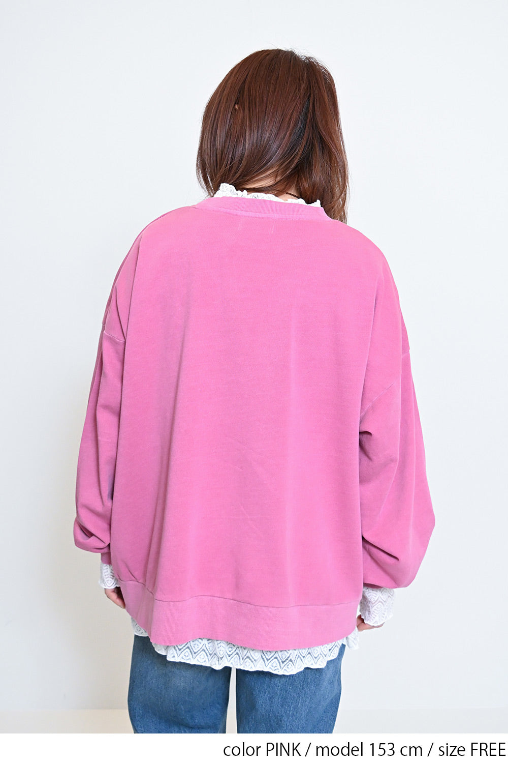 ≪SALE≫College Embroidery Pigment Brushed Fleece Sweatshirt