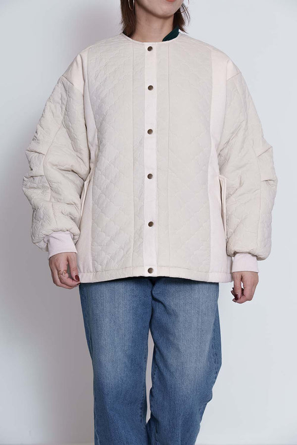 ≪SALE≫Quilted Twill Switch Collarless Blouson