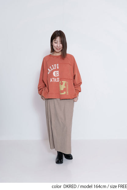 ≪SALE≫Brushed Fleece Patchwork Logo Sweatshirt